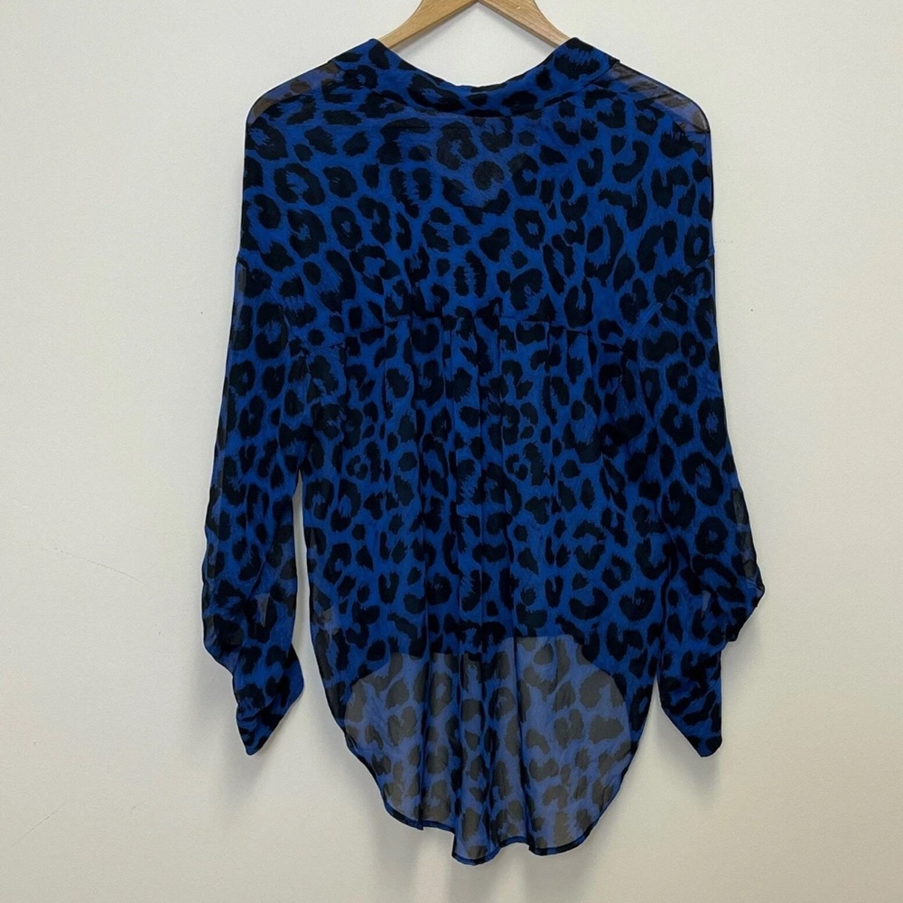 Free People Easy Rider Blue Leopard Button Up - Picture 5 of 6